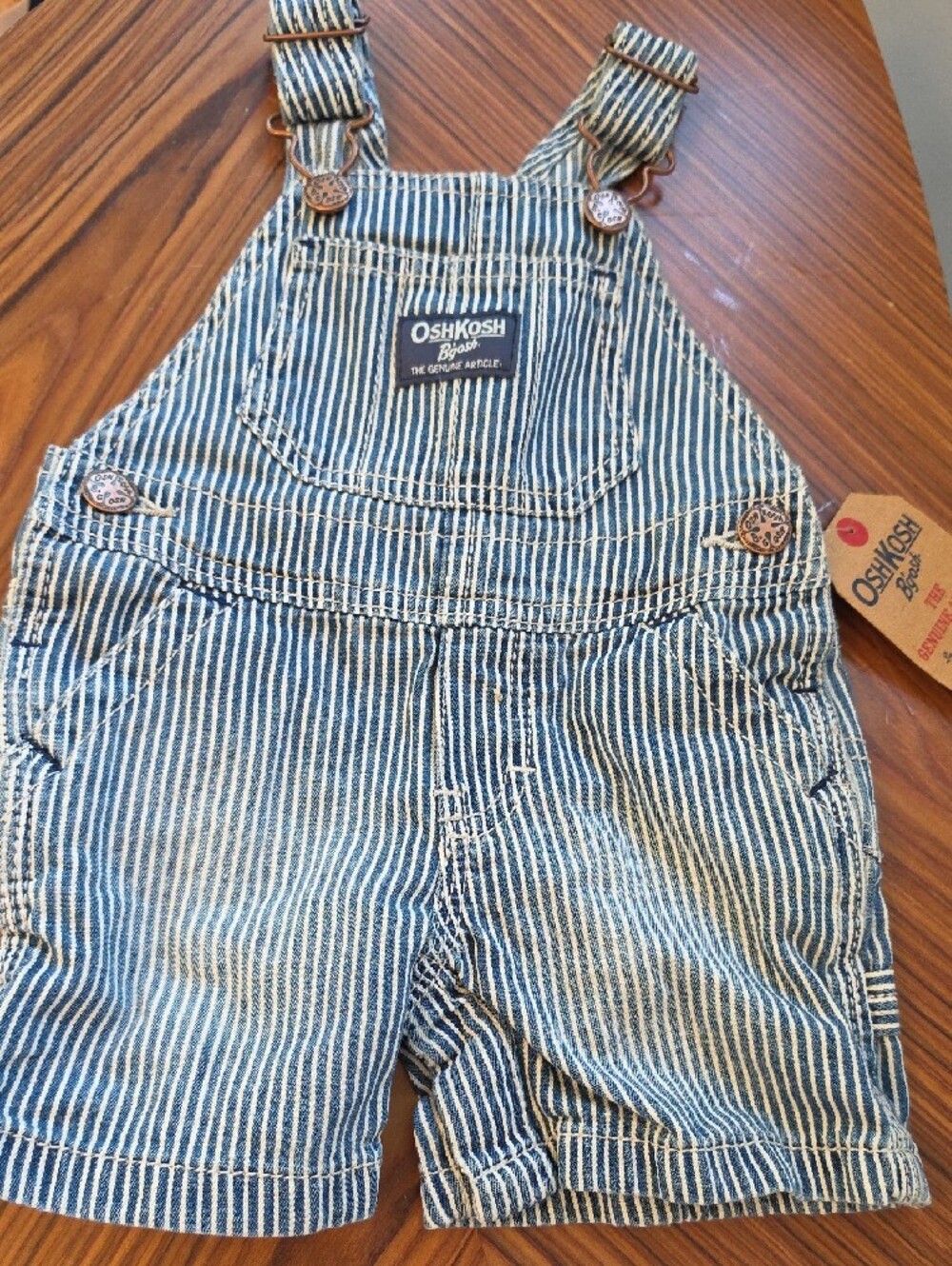 New OshKosh B'gosh Navy and White Striped Short Overalls